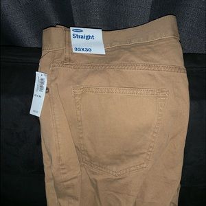 Tan straight fit khakis